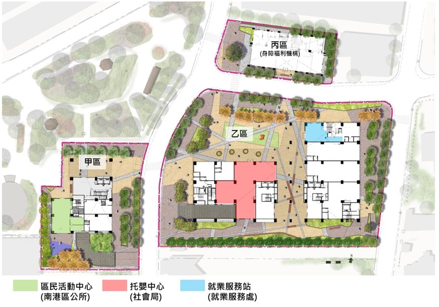 東明社會住宅全區一樓參建單位配置圖 